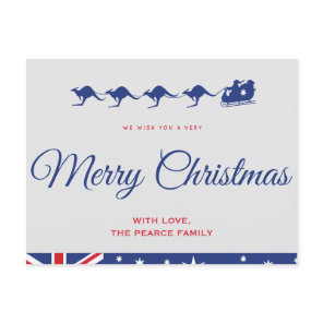 Australian christmas postcards Flag Kangaroo Merry
