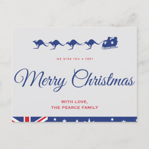 Australian christmas postcards Flag Kangaroo Merry