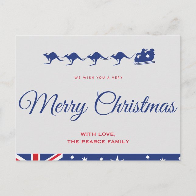 Australian christmas postcards Flag Kangaroo Merry (Front)
