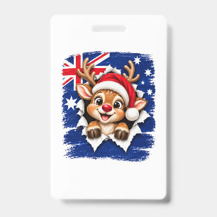 Australian Christmas Reindeer Badge