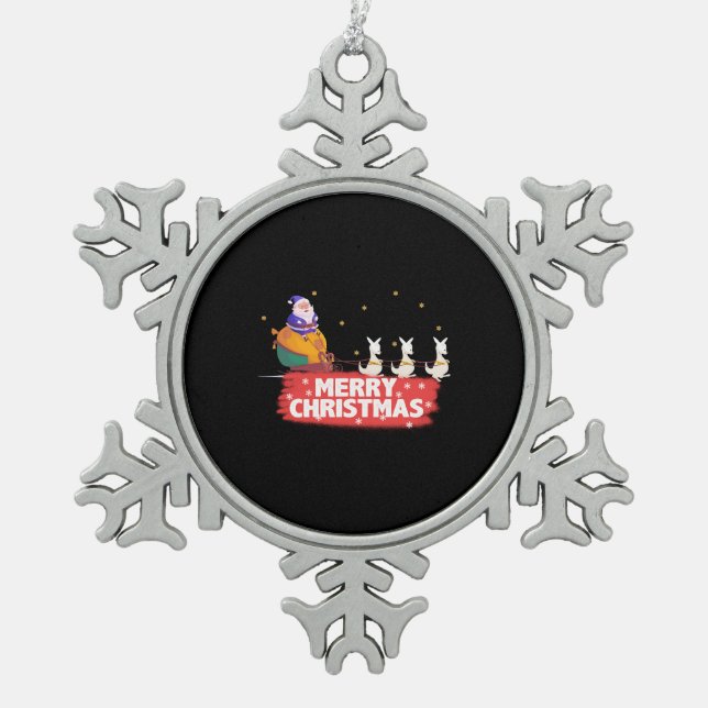 Australian Christmas, Santa Claus, beach Snowflake Pewter Christmas Ornament (Front)