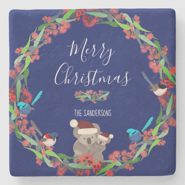Australian Christmas Stone Coaster (Front)