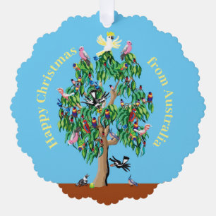 Australian christmas tree with birds ornament card