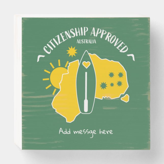 Australian Citizenship Gifts Congratulations  Wooden Box Sign (Front Horizontal)