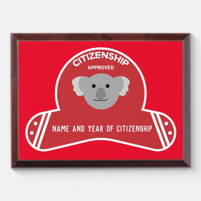 Australian Citizenship Party Congratulations Gift  Award Plaque (Horizontal)