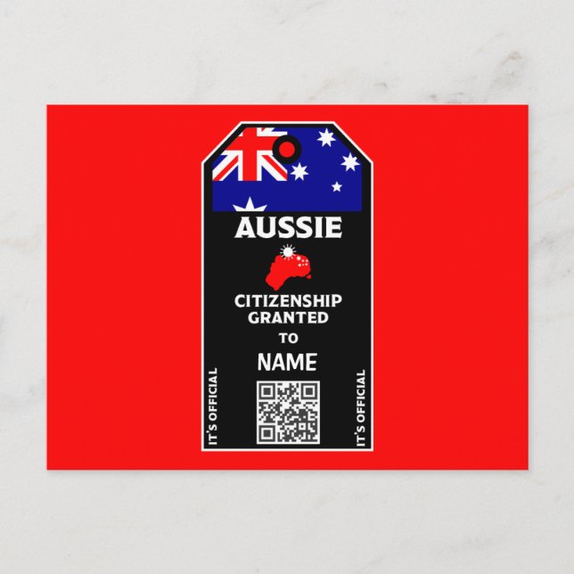 Australian Citizenship Party Congratulations    Postcard (Front)