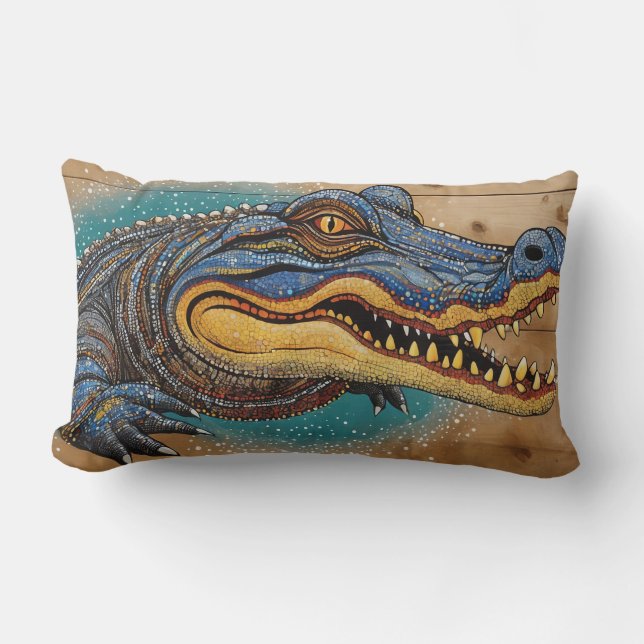 Australian Crocodile Art Design Lumbar Pillow (Front)