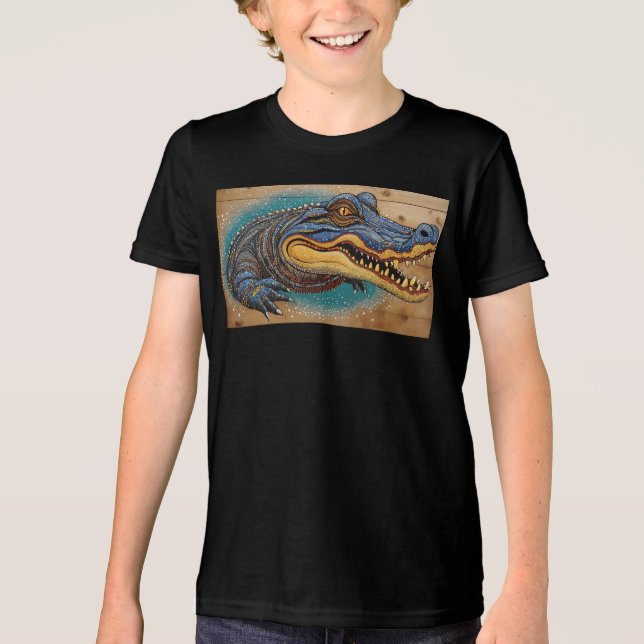 Australian Crocodile Art Design Tri-Blend Shirt (Front)