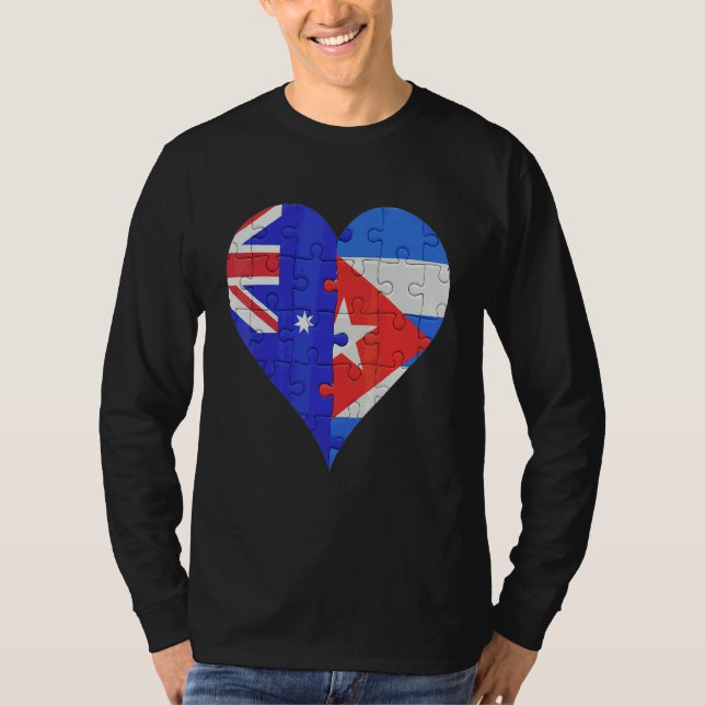 Australian Cuban Flag Heart T-Shirt (Front)