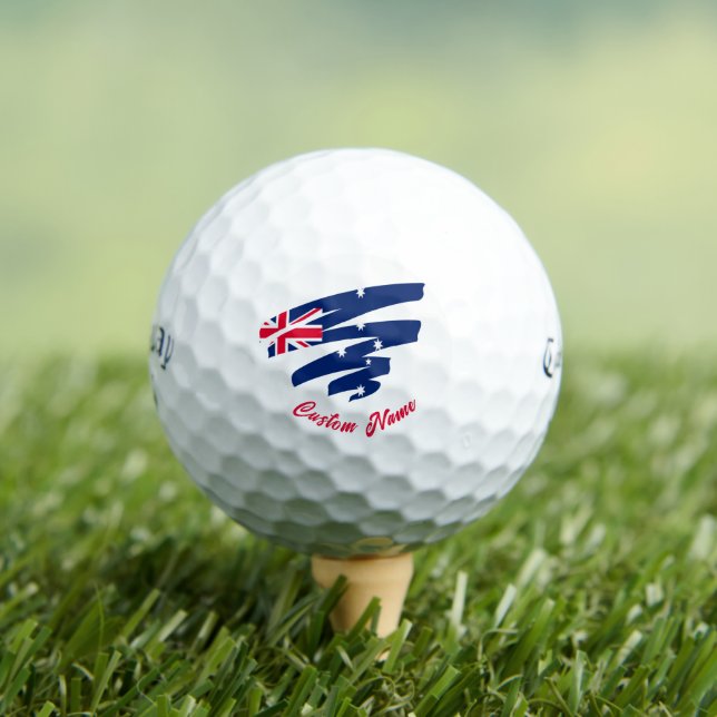 Australian Custom Name Golf Balls | Aussie Flag (Insitu Tee)