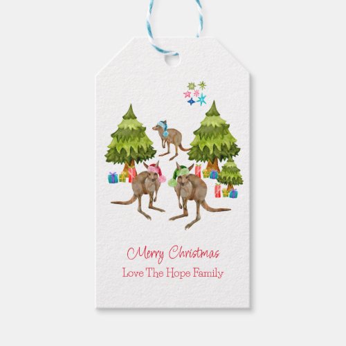 Australian Cute Kangaroo Christmas Gift Tags