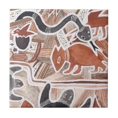 Australian Dreams Animals Turtle Snake Tile