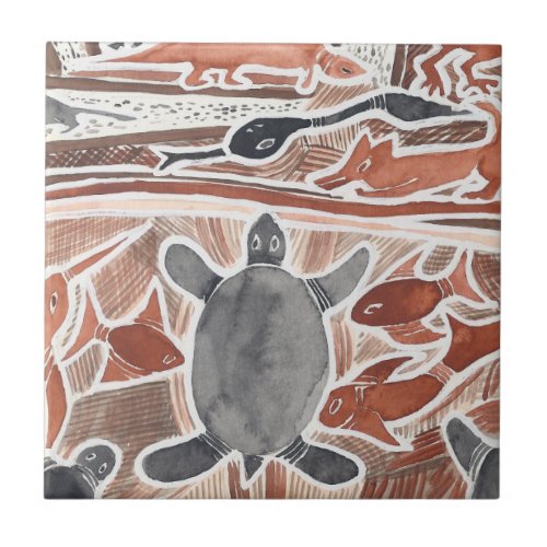 Australian Dreams Mythical Animals Turtle Tile