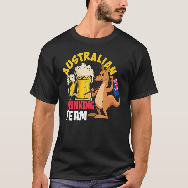 Australian Drinking Beer Team  Australia Day T-Shirt (Front)