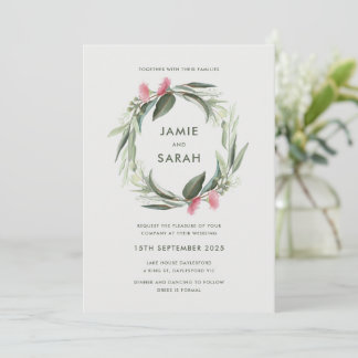 Australian Eucalyptus Wreath Wedding Invitation