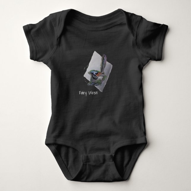  Australian Fairy Wren on Blue Baby Bodysuit (Front)
