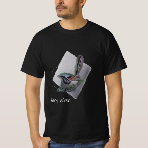  Australian Fairy Wren on Blue T_Shirt