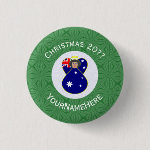 Australian Flag Angel Christmas Personalized  Button