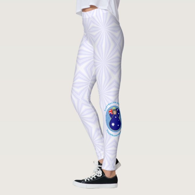 Australian Flag Angel in Blue Circle on White Leggings (Left)