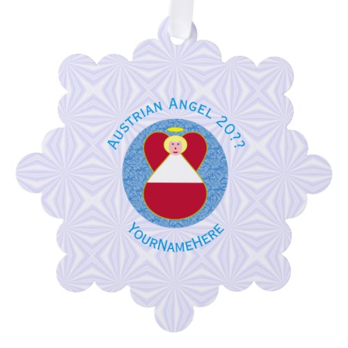 Australian Flag Angel Personalized Blue Text  Ornament Card