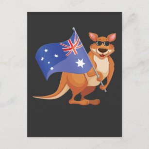Australian Flag Aussie Kangaroo with Sunglasses Postcard