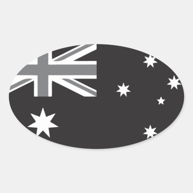 Australian Flag Black and White Oval Sticker (Front)