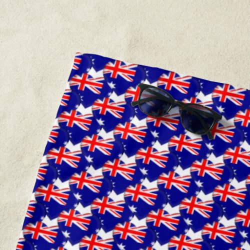 Australian Flag Colors Hearts Pattern Patriotic Beach Towel