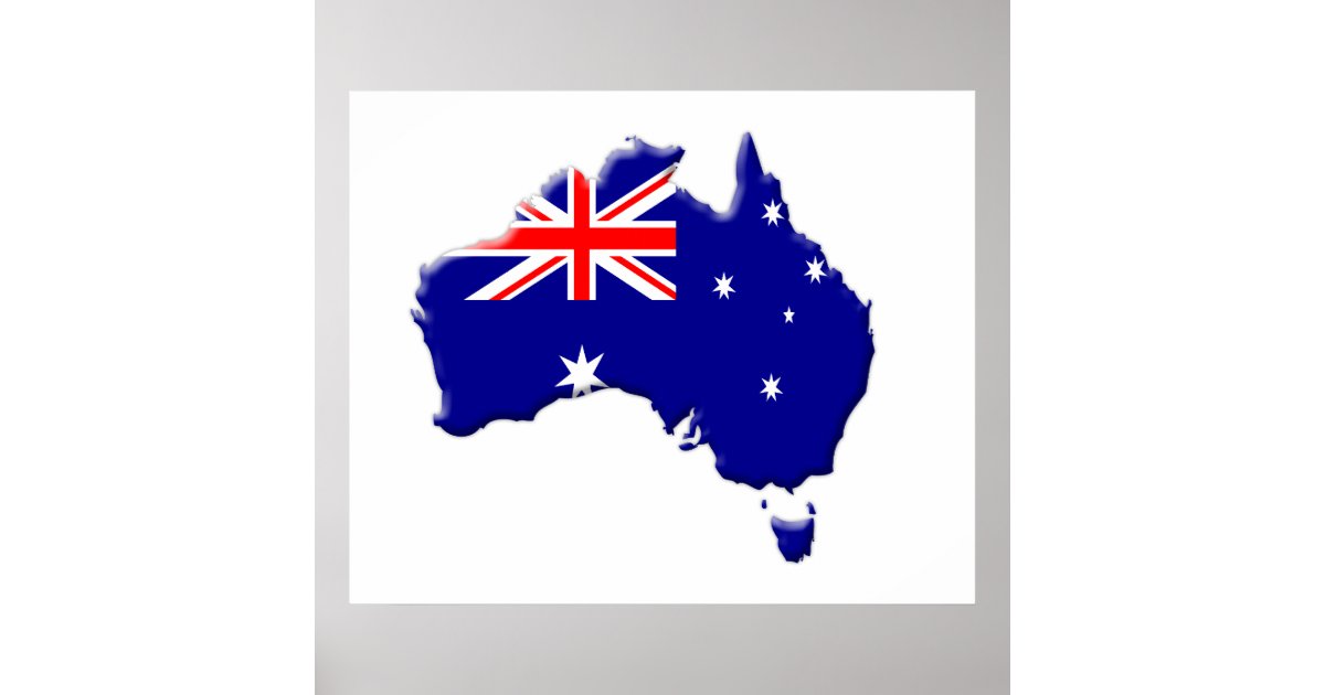 Australian Flag & Country Shape Poster | Zazzle