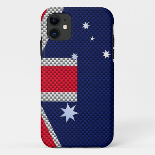 Australian Flag Design Carbon Fiber Chrome Style iPhone 11 Case
