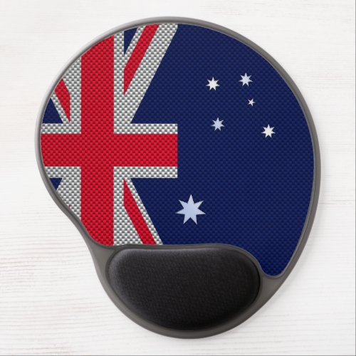 Australian Flag Design Carbon Fiber Chrome Style Gel Mouse Pad