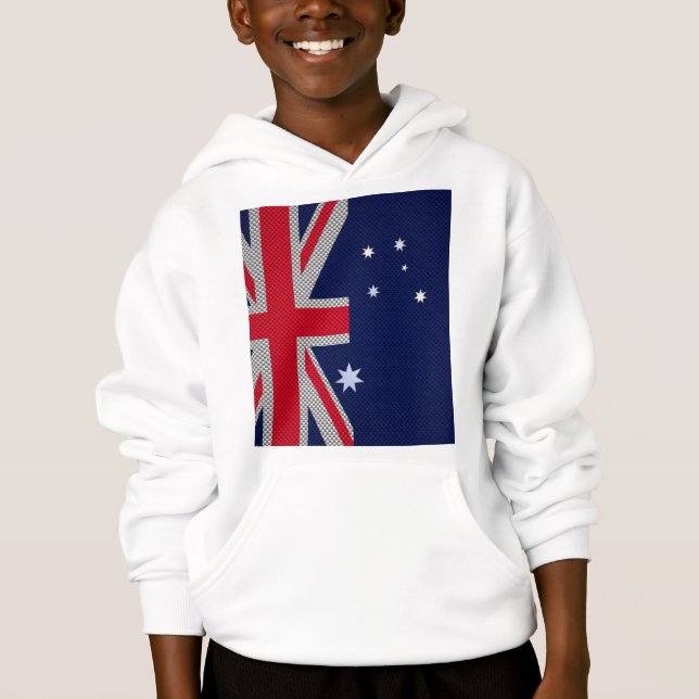Australian Flag Design Carbon Fiber Chrome Style Hoodie (Front)