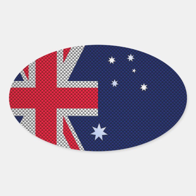Australian Flag Design Carbon Fiber Chrome Style Oval Sticker (Front)