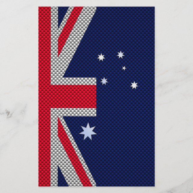 Australian Flag Design Carbon Fiber Chrome Style Stationery (Front)