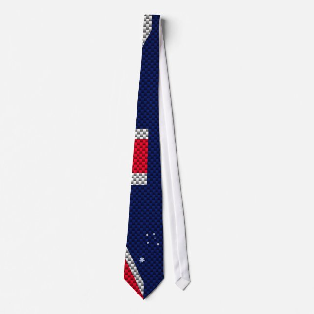 Australian Flag Design Carbon Fiber Chrome Style Tie (Front)