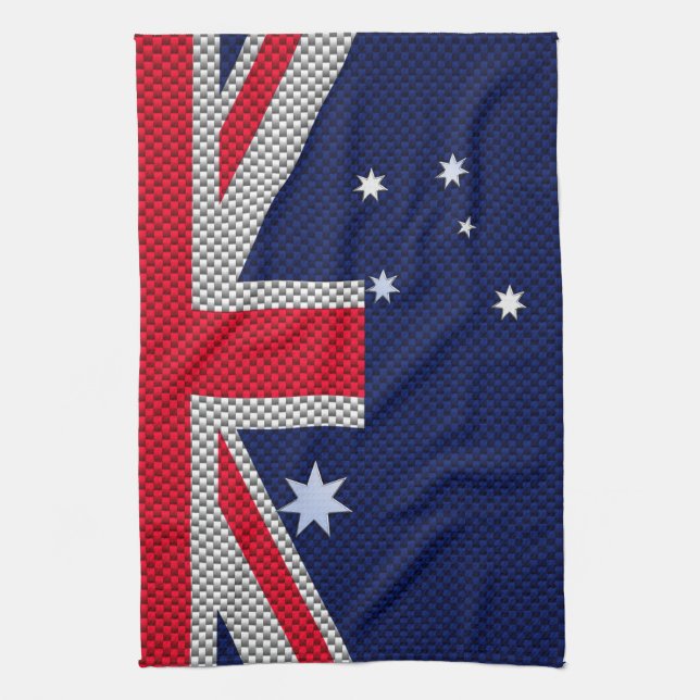 Australian Flag Design Carbon Fiber Chrome Style Towel (Vertical)