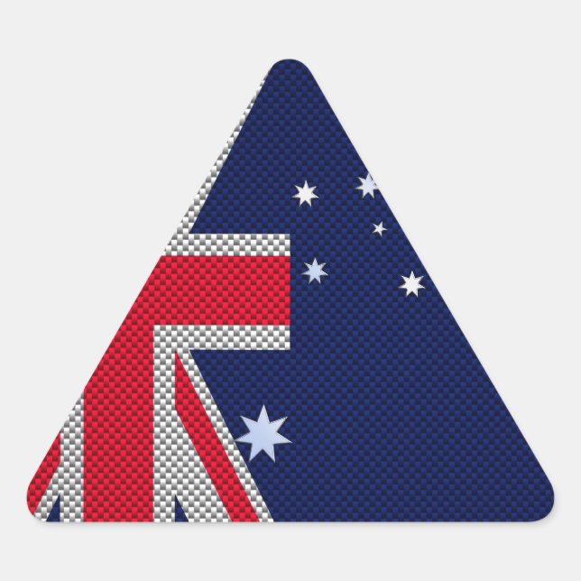 Australian Flag Design Carbon Fiber Chrome Style Triangle Sticker (Front)