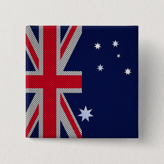 Australian Flag Design Carbon Fiber Style Button (Front)