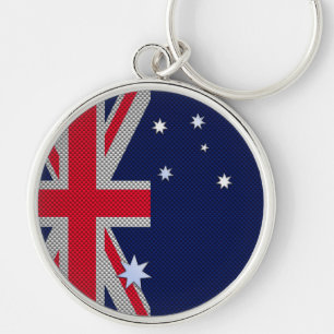 Australian Flag Design Carbon Fiber Style Keychain
