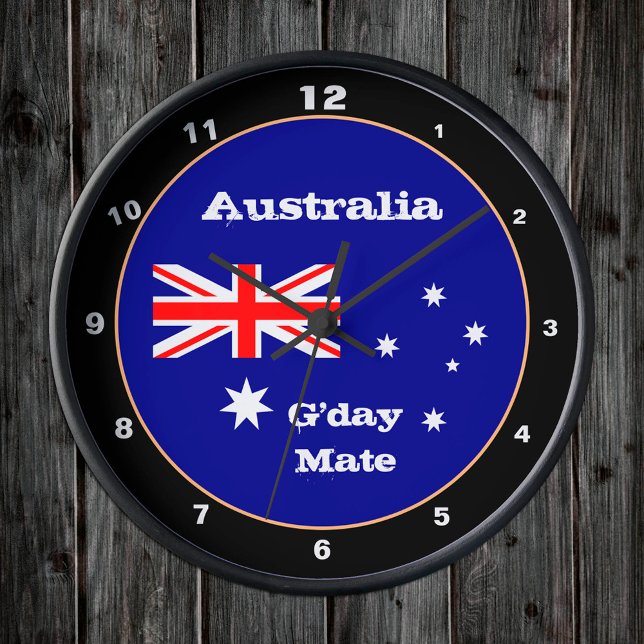 Australian Flag designe & G'day Mate, Australia Round Clock (Creator Uploaded)