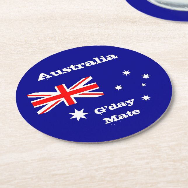 Australian Flag & G'day Mate coasters / Australia (Angled)