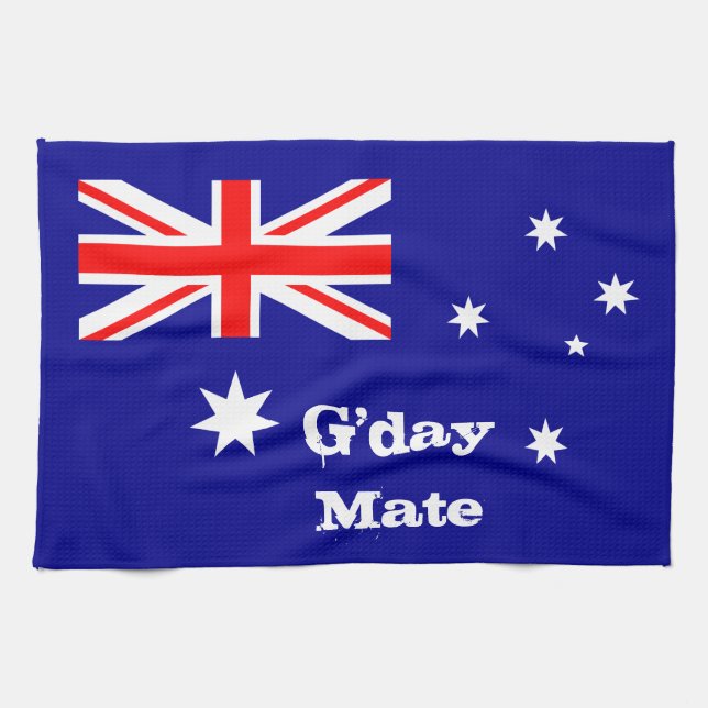 Australian flag & G'day Mate party, sports /Aussie Kitchen Towel (Horizontal)