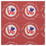 Australian Flag Heart LOVE Red Personalized Text  Fabric