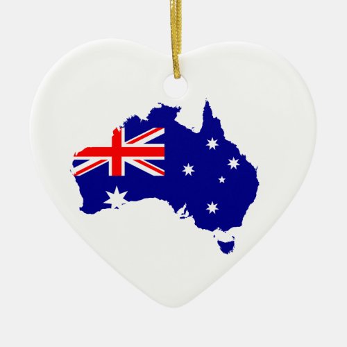 Australian Flag Heart Map Ceramic Ornament
