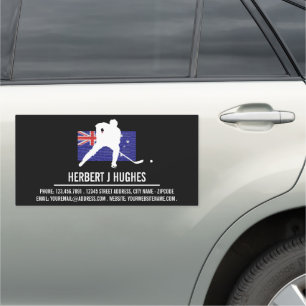 Australian Flag, Hockey Player, Hockey Coach Car Magnet