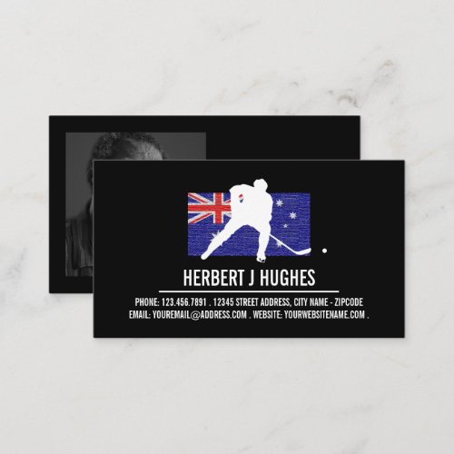 Australian Flag Hockey Player Hockey Coach Photo Business Card