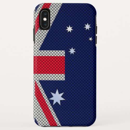 Australian Flag in Carbon Fiber Chrome Style iPhone XS Max Case