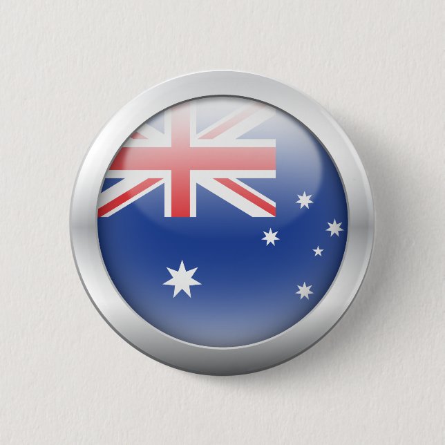 Australian Flag in Orb Pinback Button (Front)