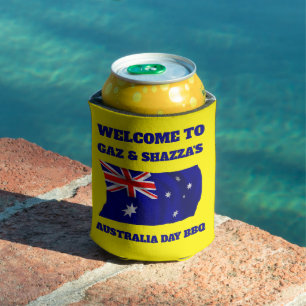 Australian Flag Modern Aussie personalized BBQ Can Cooler