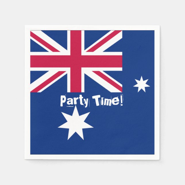 Australian Flag Party Time Napkins (Front)
