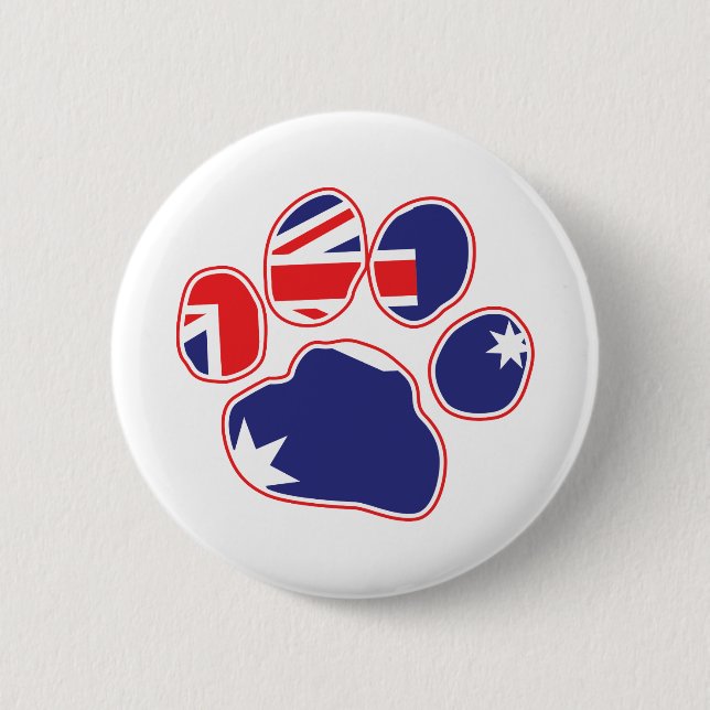 Australian Flag Paw Print Button (Front)